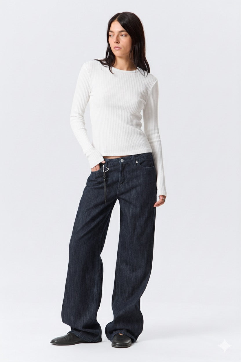 SLIM RIBBED COTTON T-SHIRT WOMEN