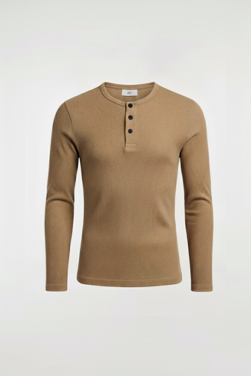 RIBBED HENLEY LONG SLEEV