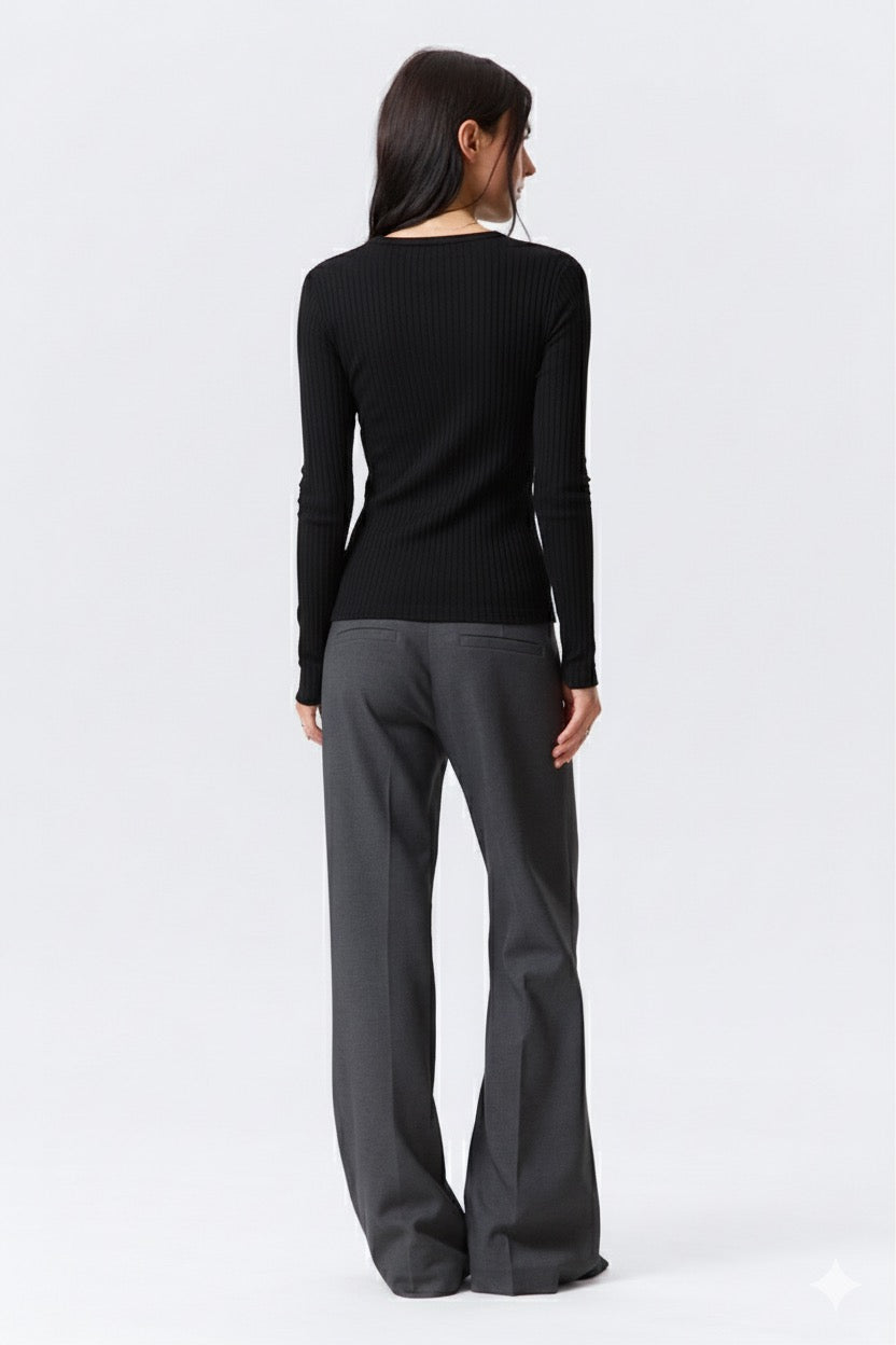 SLIM RIBBED COTTON T-SHIRT WOMEN