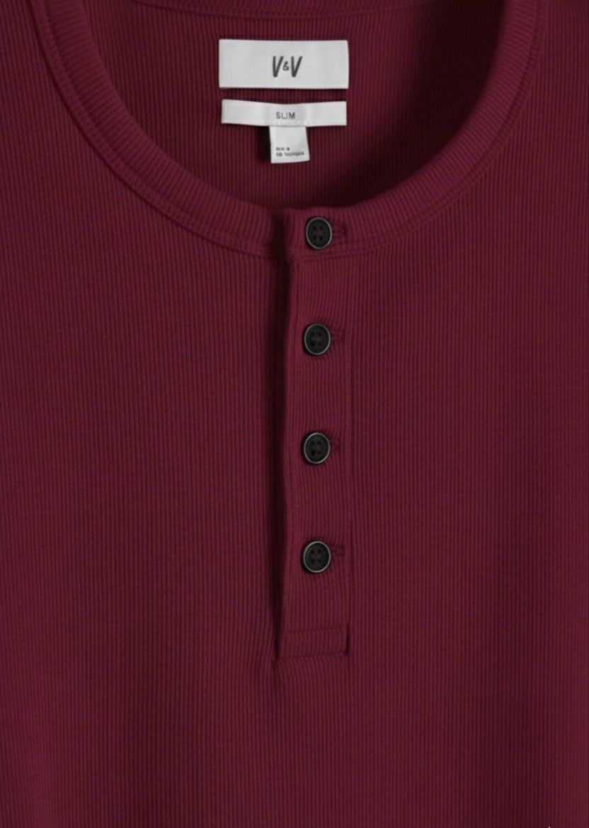 RIBBED HENLEY LONG SLEEV