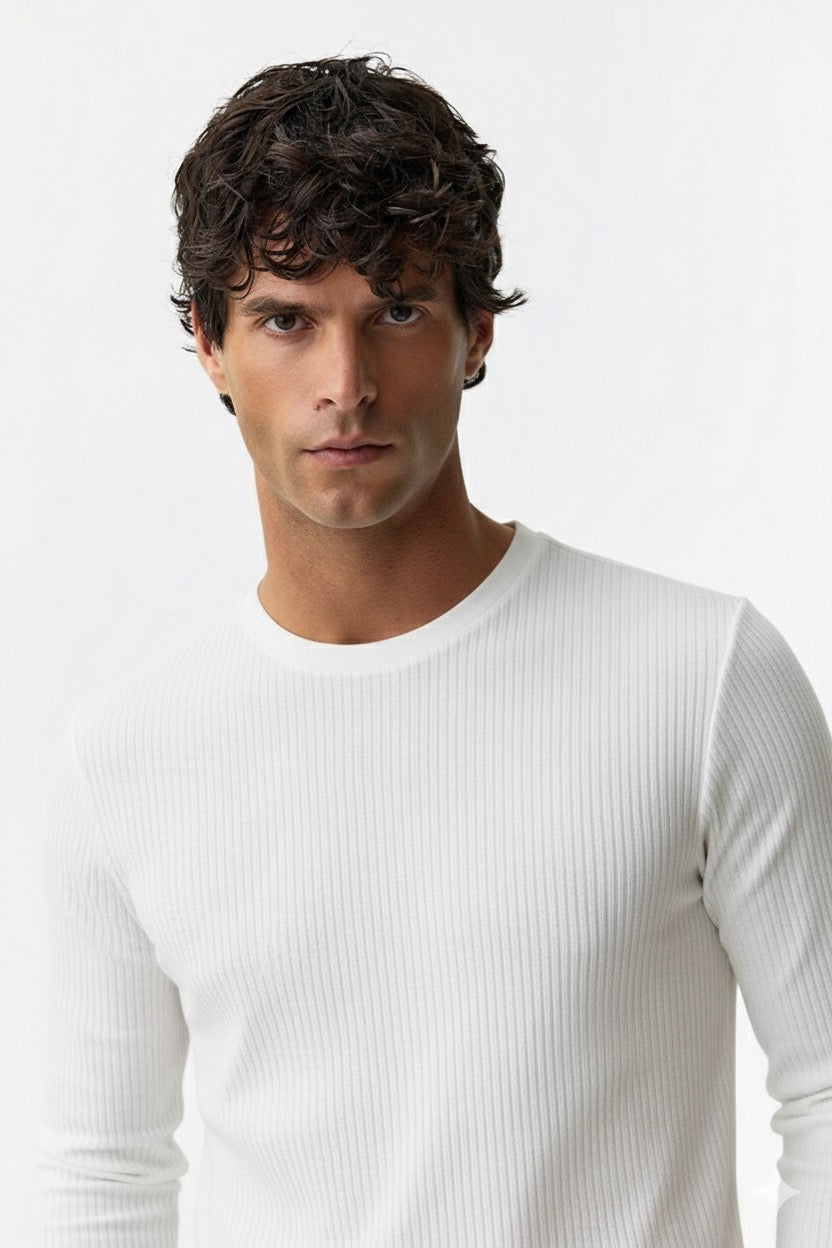 SLIM RIBBED COTTON T-SHIRT