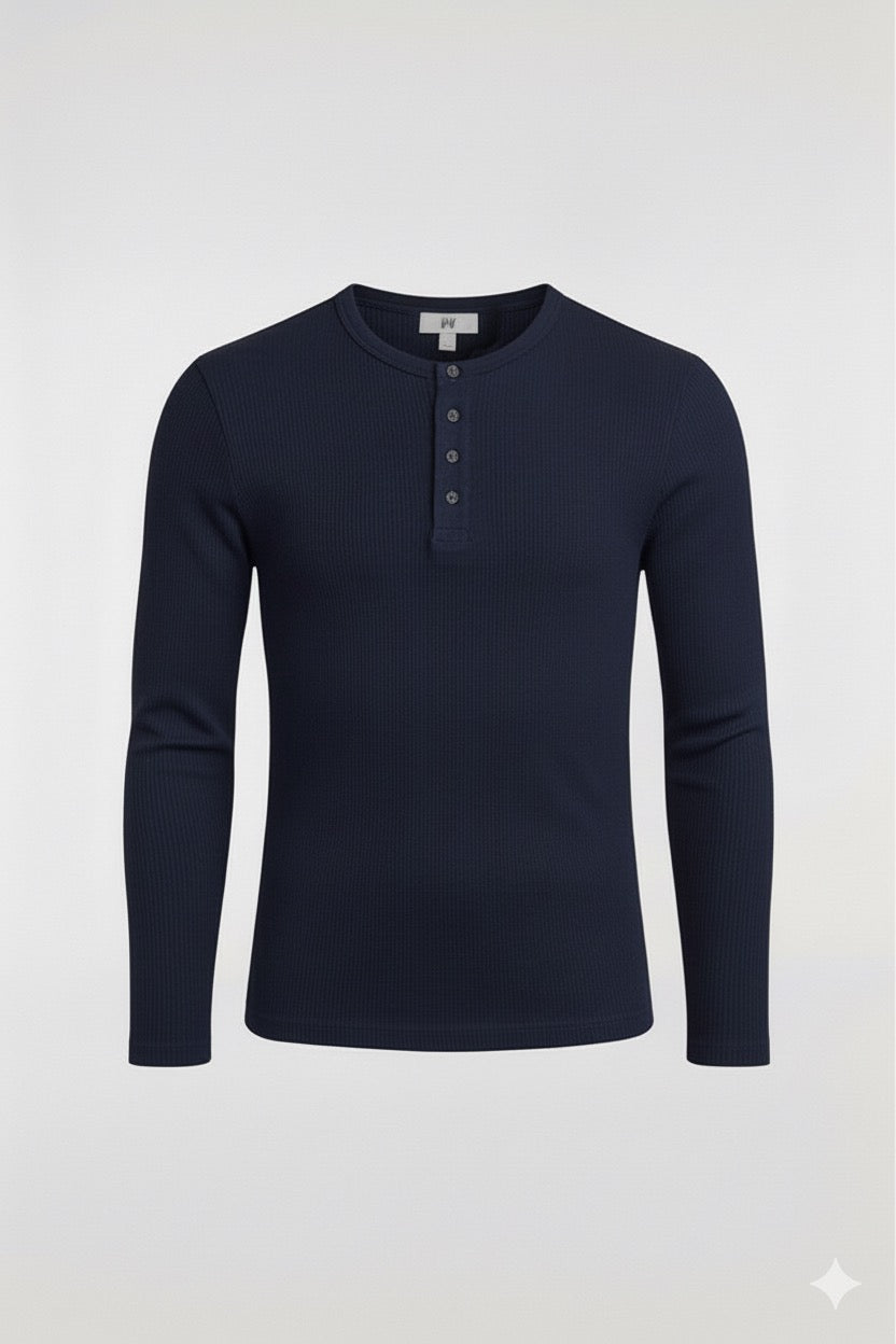 RIBBED HENLEY LONG SLEEV