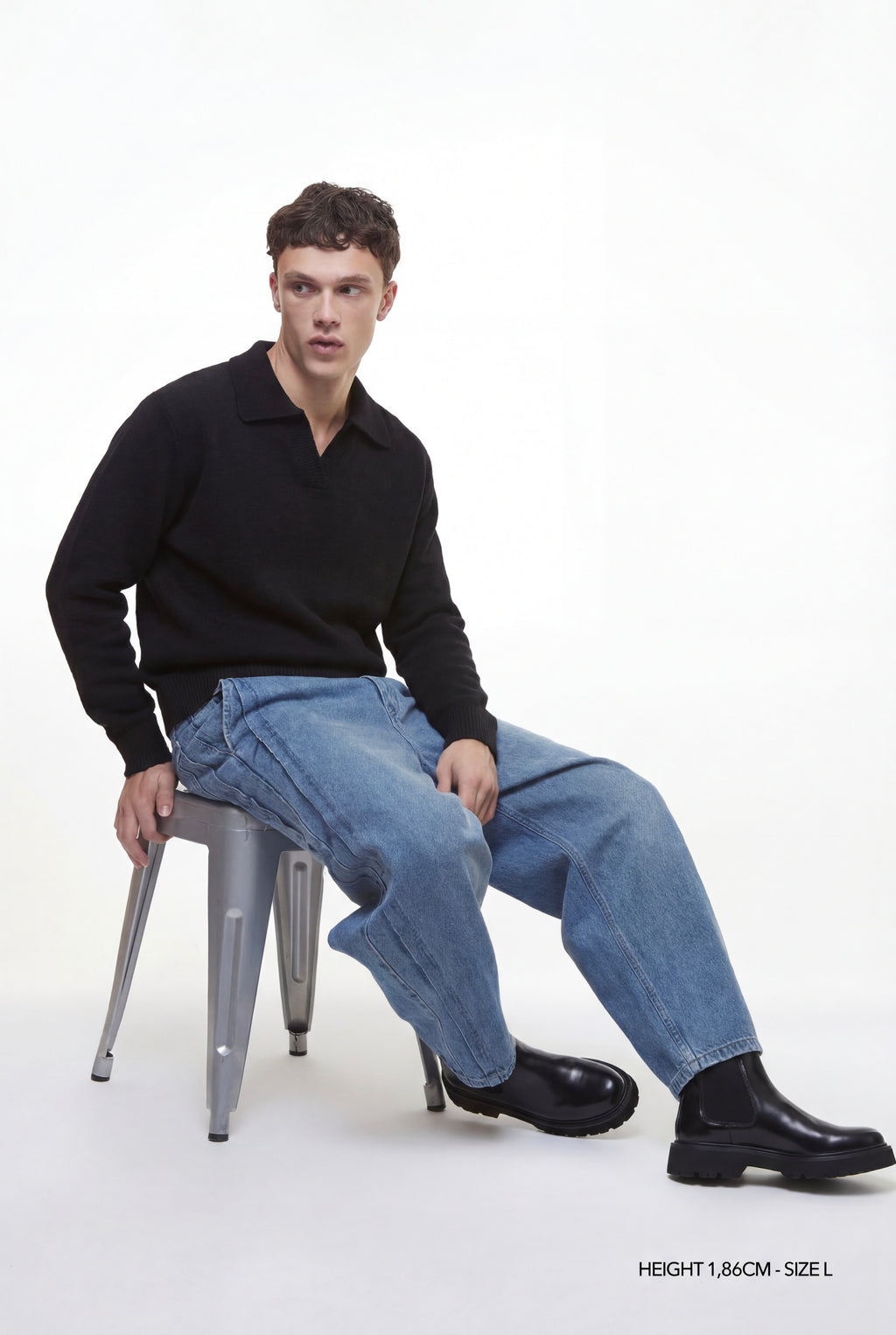 KNIT COLLARED SWEATER