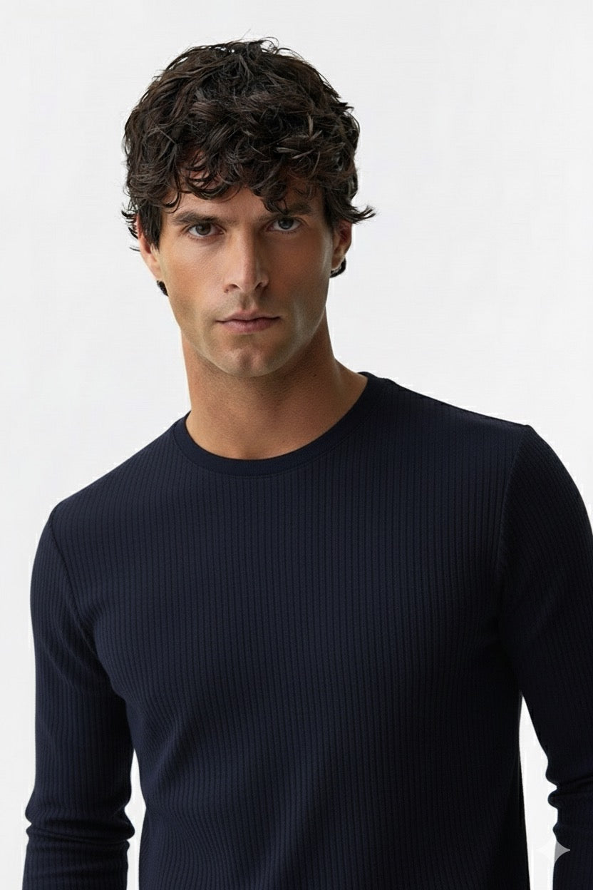 SLIM RIBBED COTTON T-SHIRT