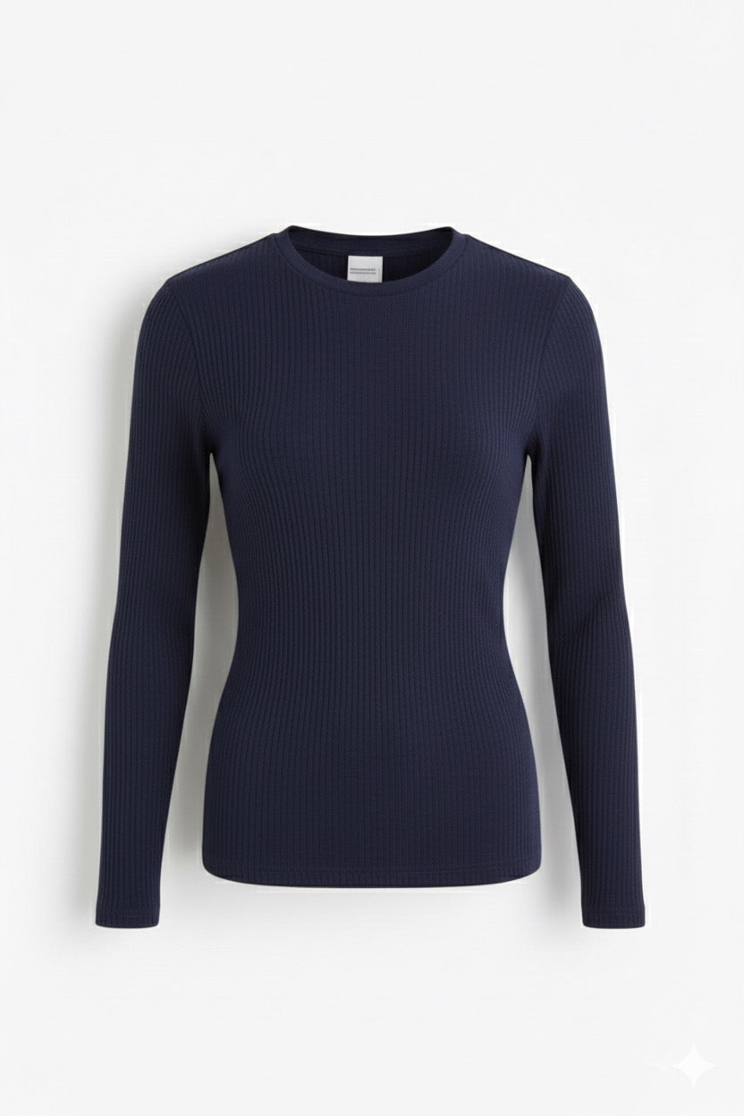 SLIM RIBBED COTTON T-SHIRT WOMEN