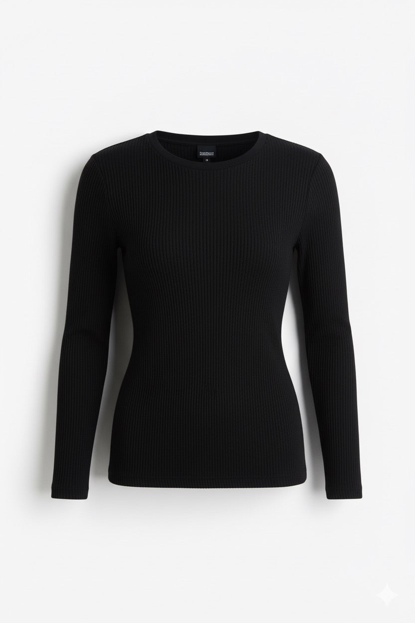 SLIM RIBBED COTTON T-SHIRT WOMEN