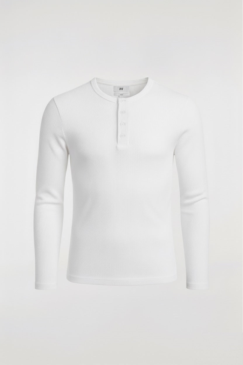 RIBBED HENLEY LONG SLEEVE