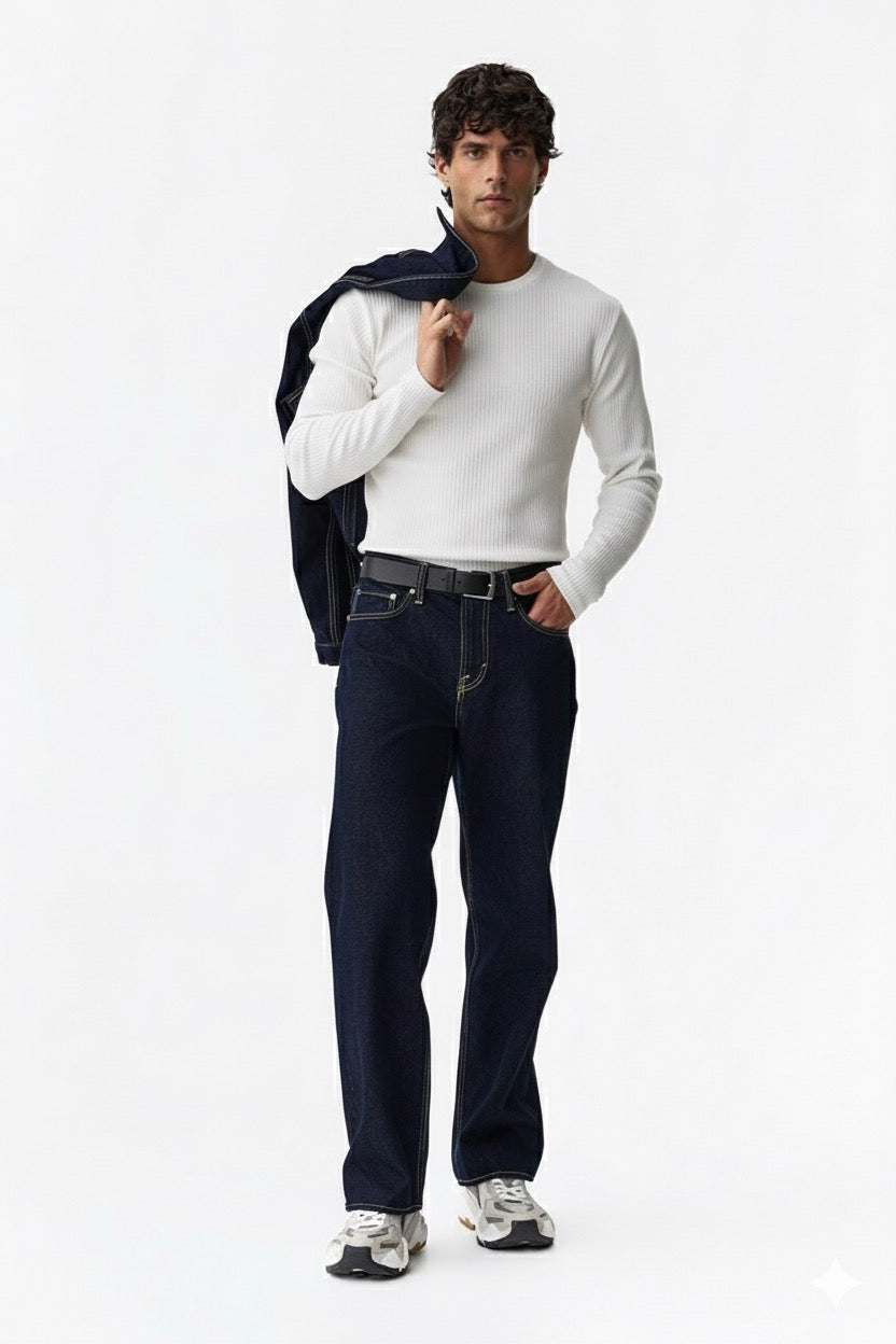 SLIM RIBBED COTTON T-SHIRT