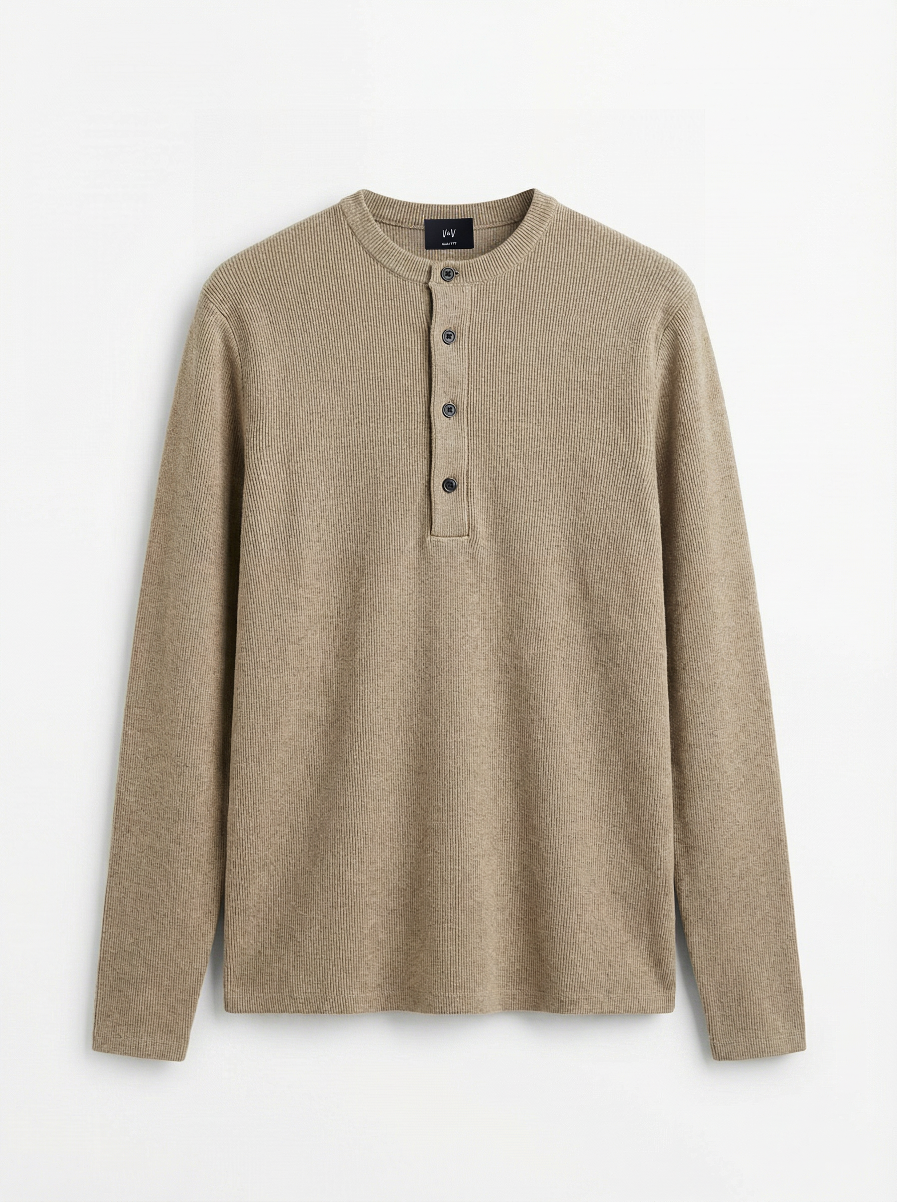 RIBBED HENLEY LONG SLEEV