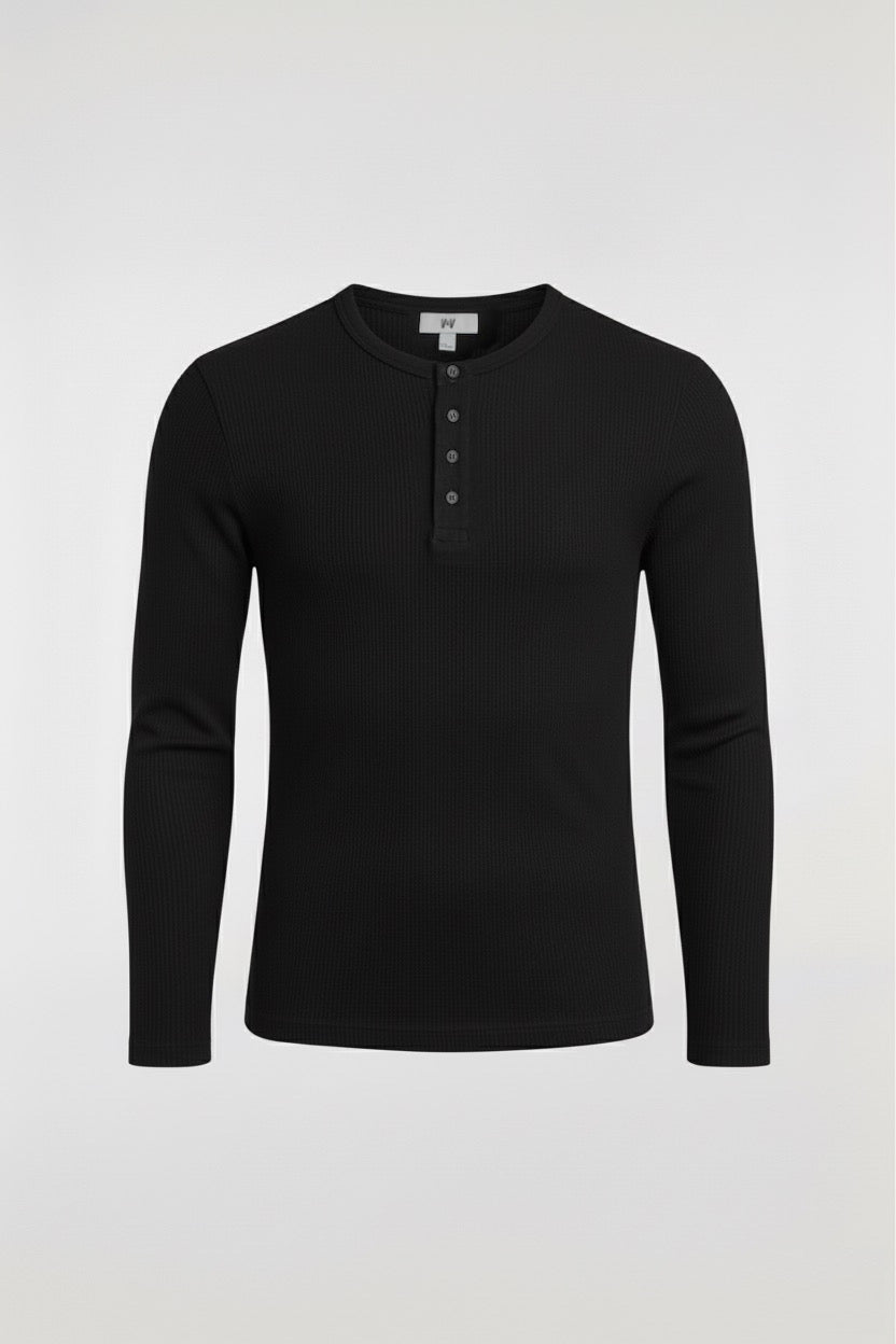 RIBBED HENLEY LONG SLEEV