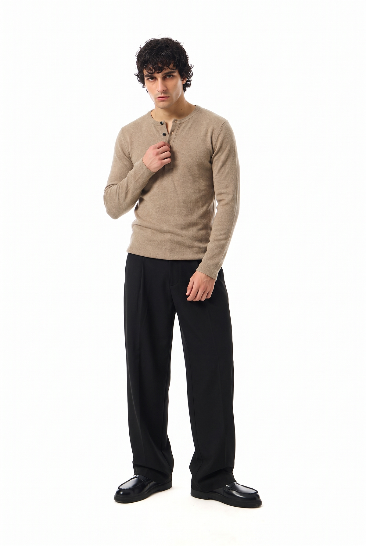 RIBBED HENLEY SHIRT