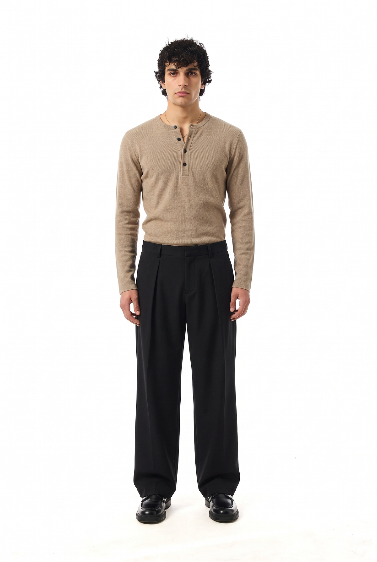 RIBBED HENLEY SHIRT