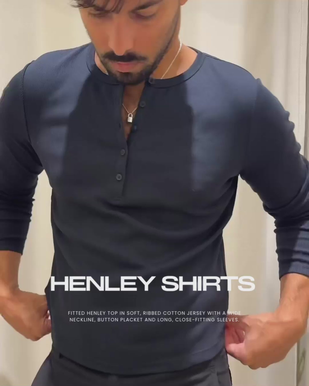 RIBBED HENLEY LONG SLEEV